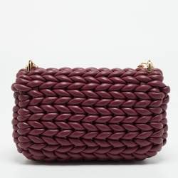 مملوكة مسبقًا Michael Kors Tribeca Burgundy Braided Leather Shoulder Bag