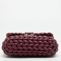 مملوكة مسبقًا Michael Kors Tribeca Burgundy Braided Leather Shoulder Bag