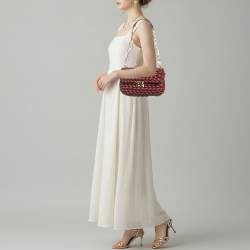 مملوكة مسبقًا Michael Kors Tribeca Burgundy Braided Leather Shoulder Bag