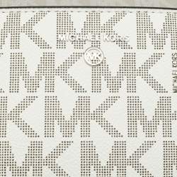 Pre Owned Michael Kors Jet Set Charm Large Tricolor Signature Coated Canvas Camera Crossbody Bag