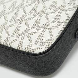 Pre Owned Michael Kors Jet Set Charm Large Tricolor Signature Coated Canvas Camera Crossbody Bag
