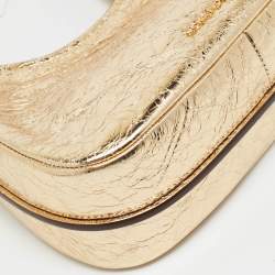 مملوكة مسبقًا حقيبة هوبو مايكل كورس نولييتا جلد براءة اختراع مجعد ذهبي صغيرة