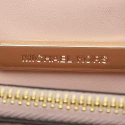 Pre Owned Michael Kors Mercer Medium Light Pink/Beige Signature Coated Canvas and Leather Tote