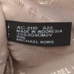 Pre Owned Michael Kors Mercer Medium Light Pink/Beige Signature Coated Canvas and Leather Tote