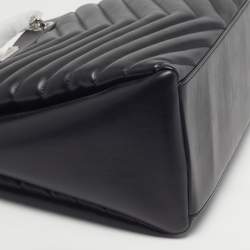 Pre Owned Michael Kors Whitney Medium Black Quilted Faux Leather Chain Tote