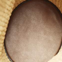 Pre Owned حقيبة دلو مايكل كورس تاونسند صغيرة كتان وجلدي بيج/بني