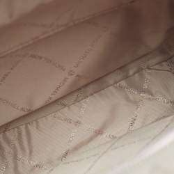 Pre Owned Michael Kors Jaycee Medium Pink/Dark Brown Signature Coated Canvas and Faux Leather Backpack