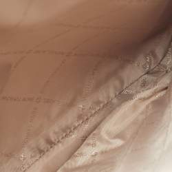 Pre Owned Michael Kors Jaycee Medium Pink/Dark Brown Signature Coated Canvas and Faux Leather Backpack