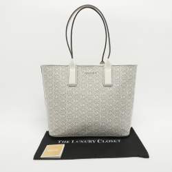 Pre Owned حقيبة يد شوبير مايكل كورس جودي قماش مطلي كبيرة أبيض بصري