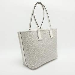 Pre Owned حقيبة يد شوبير مايكل كورس جودي قماش مطلي كبيرة أبيض بصري