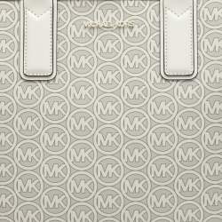 Pre Owned حقيبة يد شوبير مايكل كورس جودي قماش مطلي كبيرة أبيض بصري