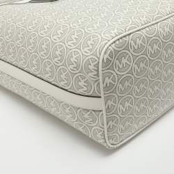 Pre Owned حقيبة يد شوبير مايكل كورس جودي قماش مطلي كبيرة أبيض بصري