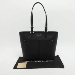 Pre Owned Michael Kors Jet Set Travel Medium Black Double Pocket Tote