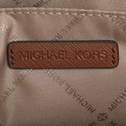 Pre Owned Michael Kors Jet Set EW Large White Signature Coated Canvas Crossbody Bag