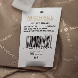 Pre Owned Michael Kors Jet Set Travel Medium Brown Double Pocket Tote