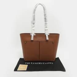 Pre Owned Michael Kors Jet Set Travel Medium Brown Double Pocket Tote