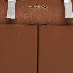 Pre Owned Michael Kors Jet Set Travel Medium Brown Double Pocket Tote