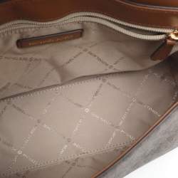 Pre Owned Michael Kors Ida Brown Signature Coated Canvas and Leather Shoulder Bag