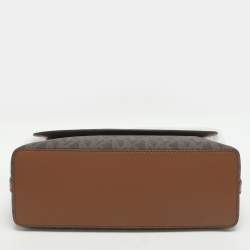 Pre Owned Michael Kors Ida Brown Signature Coated Canvas and Leather Shoulder Bag