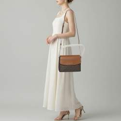 Pre Owned Michael Kors Ida Brown Signature Coated Canvas and Leather Shoulder Bag