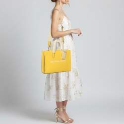 Pre Owned Michael Kors Mirella EW Medium Yellow Leather Tote
