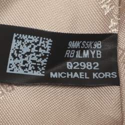 Pre Owned Michael Kors Jet Set Travel Medium White/Blush Pink Signature Coated Canvas Crossbody Bag