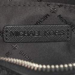 Pre Owned حقيبة كروس مايكل كورس جت ست قماش أسود كبير بشعار وجلد