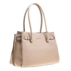 Pre Owned Michael Kors Beige Pebbled Leather Large Addison Tote