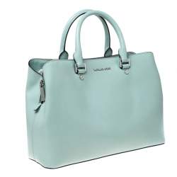 Pre Owned حقيبة يد مايكل مايكل كورس Savannah Celadon جلد خضراء ليمونية
