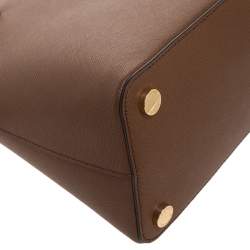 Pre Owned Michael Kors Brown Saffiano Leather Large Emmy Dome Satchel