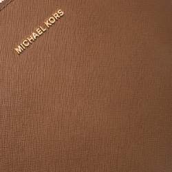 Pre Owned Michael Kors Brown Saffiano Leather Large Emmy Dome Satchel