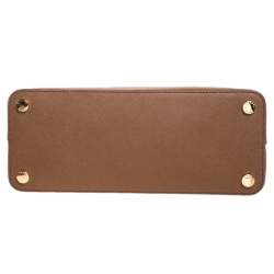 Pre Owned Michael Kors Brown Saffiano Leather Large Emmy Dome Satchel