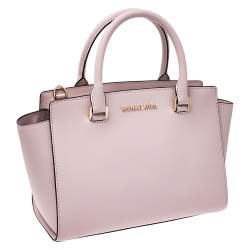 Pre Owned حقيبة يد مايكل كورس مرصعة سلما جلد وردية فاتحة