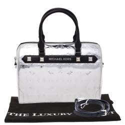 Pre Owned Michael Kors Metallic Silver Mirror Leather Kara Boston Bag