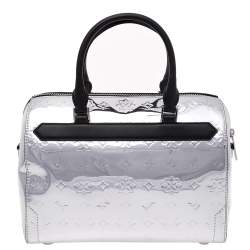 Pre Owned Michael Kors Metallic Silver Mirror Leather Kara Boston Bag