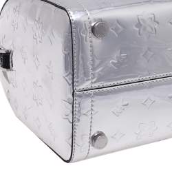 Pre Owned Michael Kors Metallic Silver Mirror Leather Kara Boston Bag