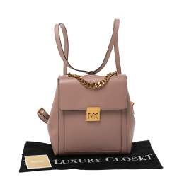 Pre Owned Michael Kors Nude Pink Leather Medium Mindy Backpack