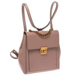 Pre Owned Michael Kors Nude Pink Leather Medium Mindy Backpack