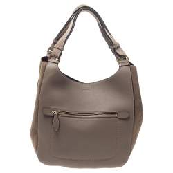 Pre Owned Michael Kors Taupe Leather and Nubuck Josie Hobo