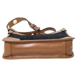 Pre Owned Michael Kors Blue/Brown Denim and Leather Large Sullivan Messenger Bag