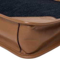 Pre Owned Michael Kors Blue/Brown Denim and Leather Large Sullivan Messenger Bag