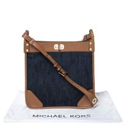 Pre Owned Michael Kors Blue/Brown Denim and Leather Large Sullivan Messenger Bag