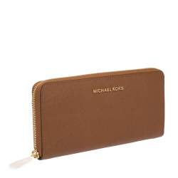 Pre Owned Michael Kors Brown Leather Jet Set Travel Continental Wallet