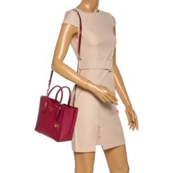 Pre Owned Michael Kors Rasperry Red Leather Mae Tote
