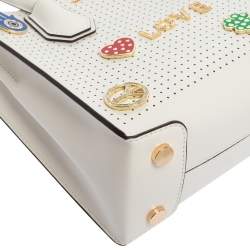 Pre Owned حقيبة يد مايكل كورس "ميرسير لوف" جلد مخرم أبيض