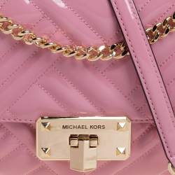 Michael Kors Pink Patent Leather Medium Peyton Shoulder Bag