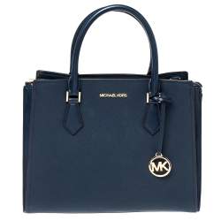 Pre Owned Michael Kors Navy Blue Saffiano Leather Large Hope Tote
