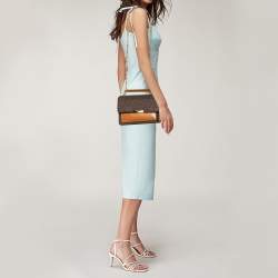 Pre Owned Michael Kors Beige/Tan Monogram Coated Canvas and Leather Jade Shoulder Bag