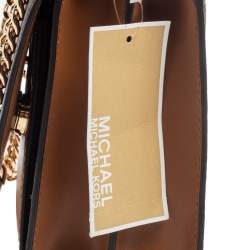 Pre Owned Michael Kors Beige/Tan Monogram Coated Canvas and Leather Jade Shoulder Bag