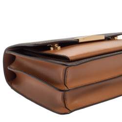 Pre Owned Michael Kors Beige/Tan Monogram Coated Canvas and Leather Jade Shoulder Bag